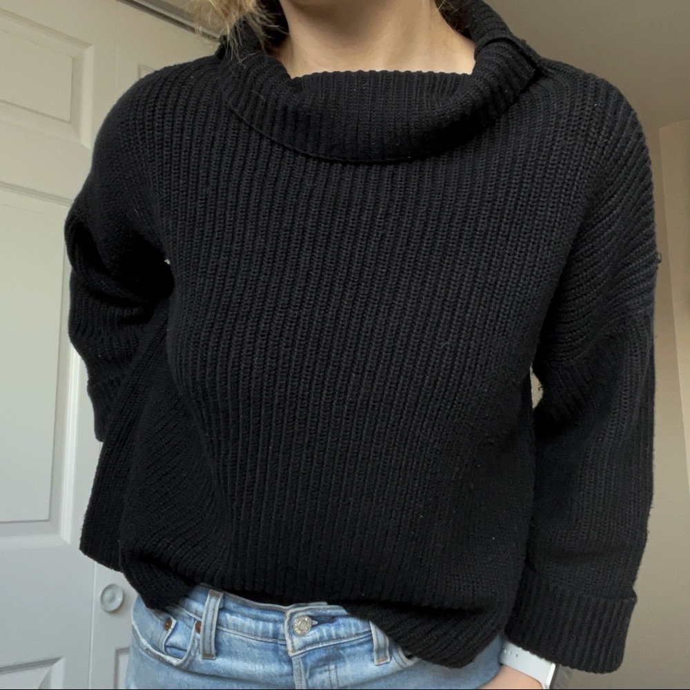 Black Cowl Neck Knit Sweater